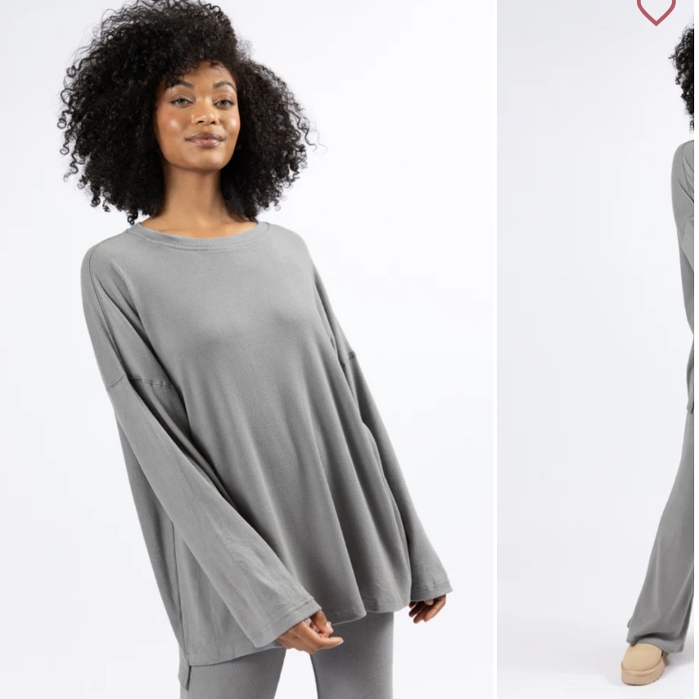 Pink Lily grey ribbed set